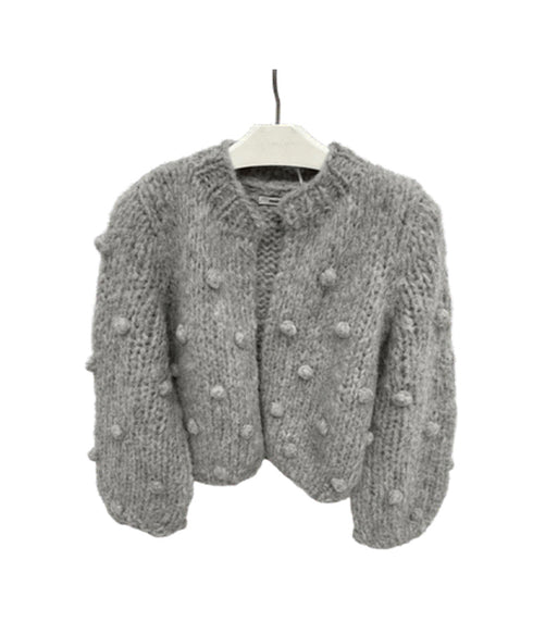 Fleecy Alpaca Bobble Cardigan - Grey